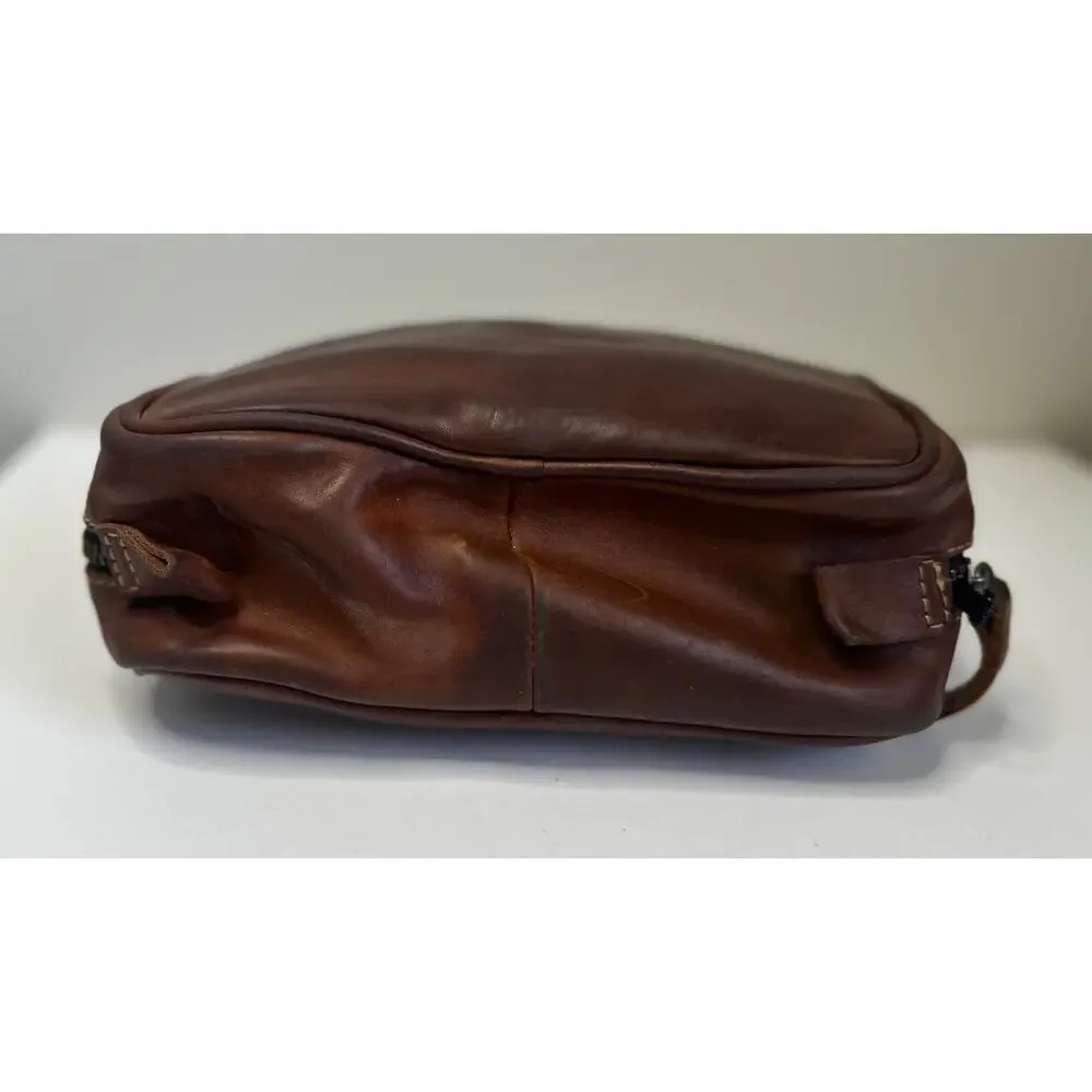 Vintage Men's Oiled Leather Brown Multi Compartment Toiletry/Travel/Gym Bag